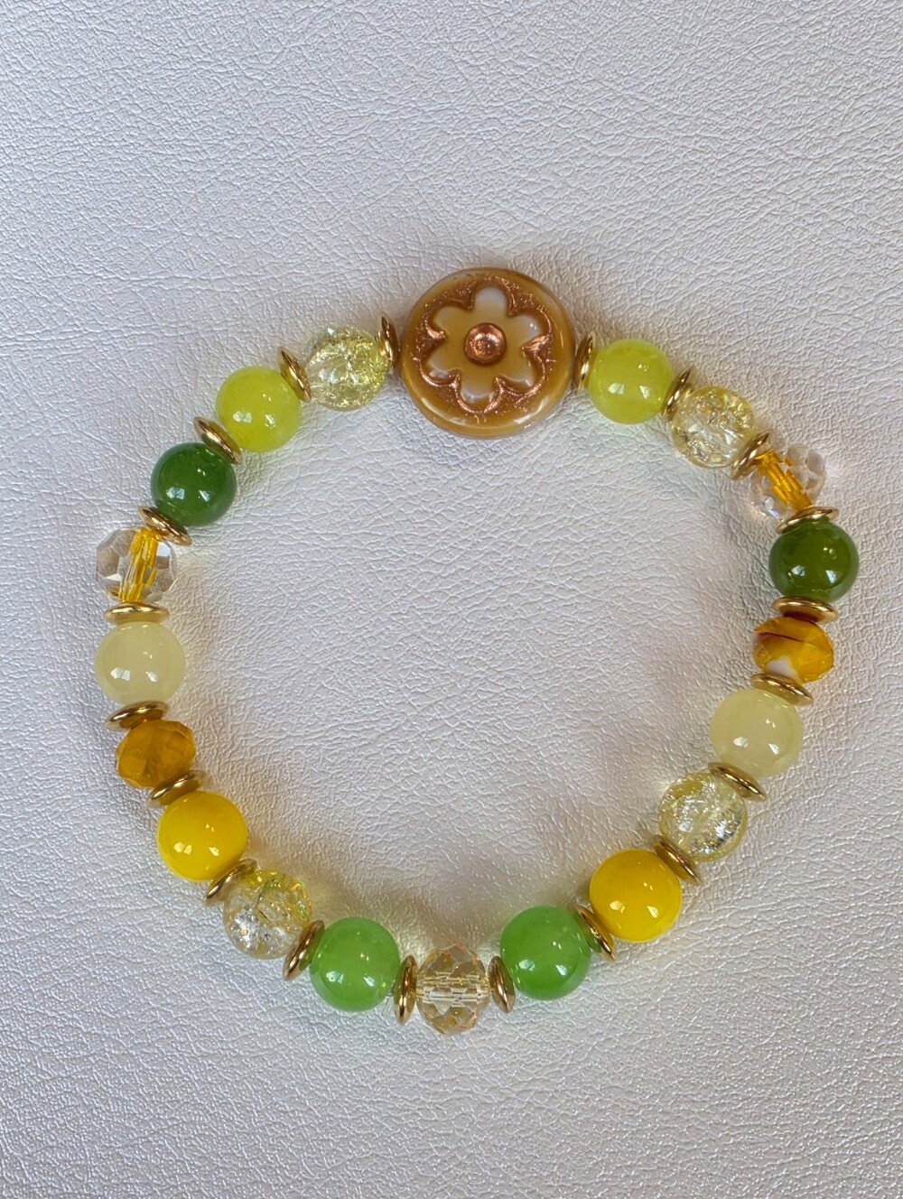 Handcrafted Beaded Bracelet- Green & Yellow